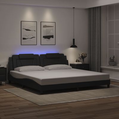 vidaXL Rám postele Viana s LED bez matraca čierny 200x200 cm