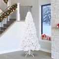 vidaXL Umelý vianočný stromček s 300 LED-i Biela 240 cm PVC a oceľ