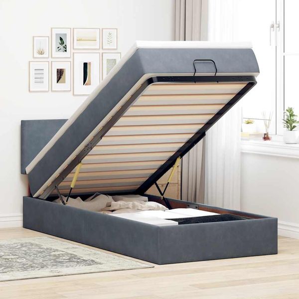 vidaXL Osmanský rám postele s matracom tmavosivá 80x200 cm zamat