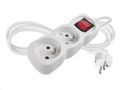 Prodlužovací kabel EMOS P12114 / 1,4 m / 2 zásuvky / s vypínačom / biely / PVC / 1 mm2
