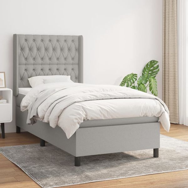 vidaXL Boxspring posteľ s matracom bledosivý 100x200 cm látka