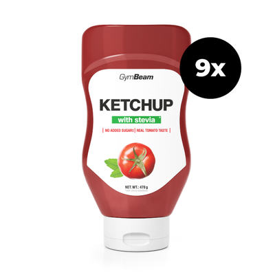 Kečup sladený stéviou - GymBeam, jemný, 9 x 470 g