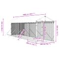vidaXL Vonkajší koterec pre psov so strechou striebor. 2x10x2,5m oceľ