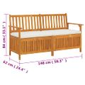 vidaXL Úložná lavica s vankúšom 148 cm masívne akáciové drevo