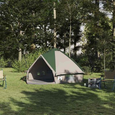 vidaXL Teepee stan pre 4 osoby Zelená a šedá 388 x 320 x 169 cm