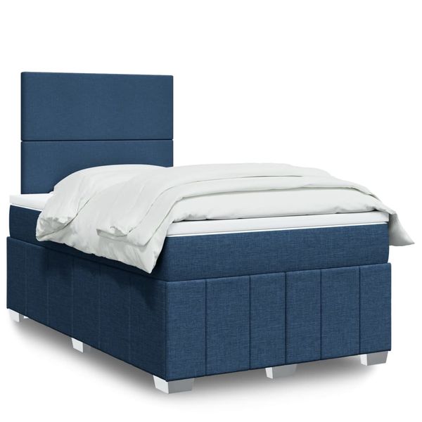 vidaXL Boxspring posteľ s matracom modrá 120x190 cm látka