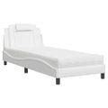 vidaXL Posteľ Viana s matracom biela 90x200 cm umelá koža