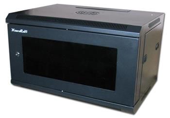 XtendLan 15U/600x600, na zeď, jednodílný, rozložený, skleněné dveře, černý Rozvadec, 19", na stenu, jednodílný, rozložený, výška 15U, 600 x 600, sklenené dvere, kourové sklo, nosnost 60kg, cerný
