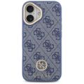 Guess 4G Strass Logo & Big Strap kovové gombíky MagSafe puzdro pre iPhone 17 modré