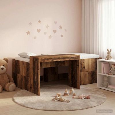 vidaXL Detská vysoká posteľ s pultom Staré drevo 80 x 200 cm