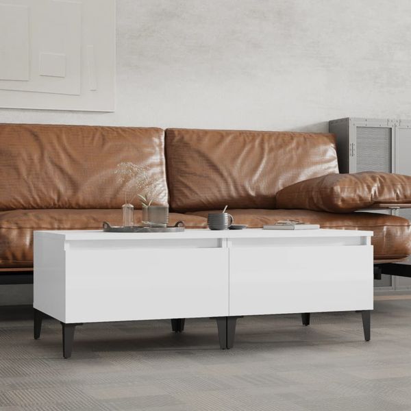 vidaXL Bočné stolíky 2 ks vysoký lesk biele 50x46x35 cm spracov. drevo