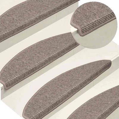 vidaXL Schodové rohože 15 ks 65x21x4 cm tmavo béžové, polkruhové, veľké
