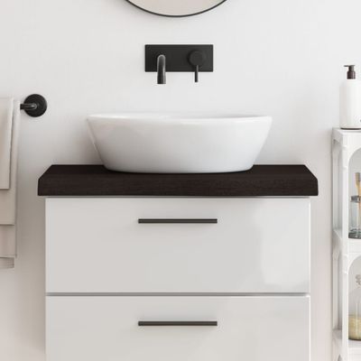 vidaXL Kúpeľňová doska tmavohnedá 80x30x(2-6) cm ošetrený masív