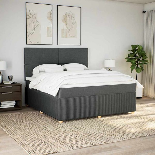 vidaXL Boxspring posteľ s matracom tmavosivá 180x200 cm látka
