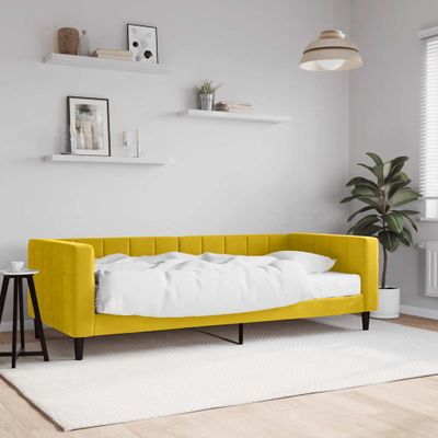 vidaXL Denná posteľ s matracom žltá 90x200 cm zamat