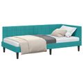 vidaXL Rohový rám postele Tyrkysová 90 cm x 190 cm Zamat