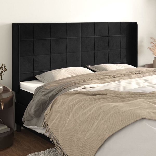 vidaXL Čelo postele so záhybmi čierne 163x16x118/128 cm zamat