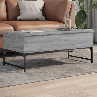 vidaXL Konferenčný stolík sivá sonoma 100x50x40cm kompozitné drevo+kov