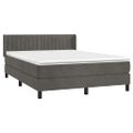 vidaXL Posteľný rám boxspring s matracom tmavosivý 140x190 cm zamat