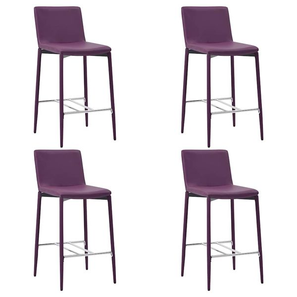 vidaXL Barové stoličky 4 ks, fialové, umelá koža