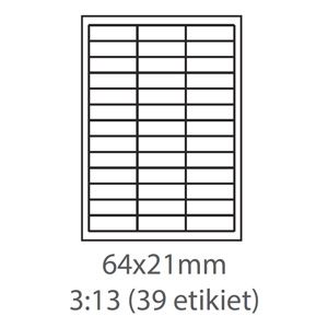 etikety Samolepiace 64x21 univerzálne biele 39ks/A4 (100 listov A4/bal.)