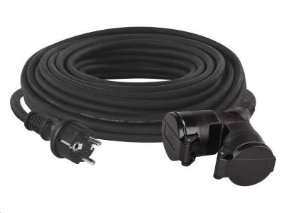 Predlžovací kábel EMOS P0604 spojka 25 m / 2 zásuvky / čierny / guma / 230 V / 1,5 mm²