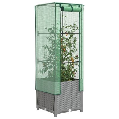 vidaXL Záhon s krytom na skleník ratanový vzhľad 40x40x139 cm