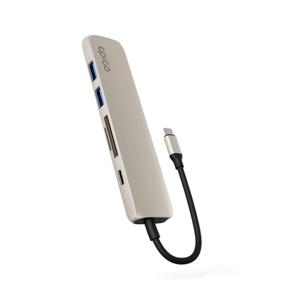 Epico 6v1 hliníkový USB-C 8K hub - biela