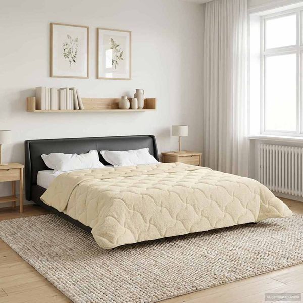 vidaXL Prikrývka na celý rok Šnurovaný Krémová 240 x 260 cm
