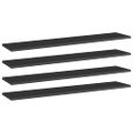 vidaXL Prídavné police 4 ks, lesklé čierne 100x20x1,5 cm, drevotrieska