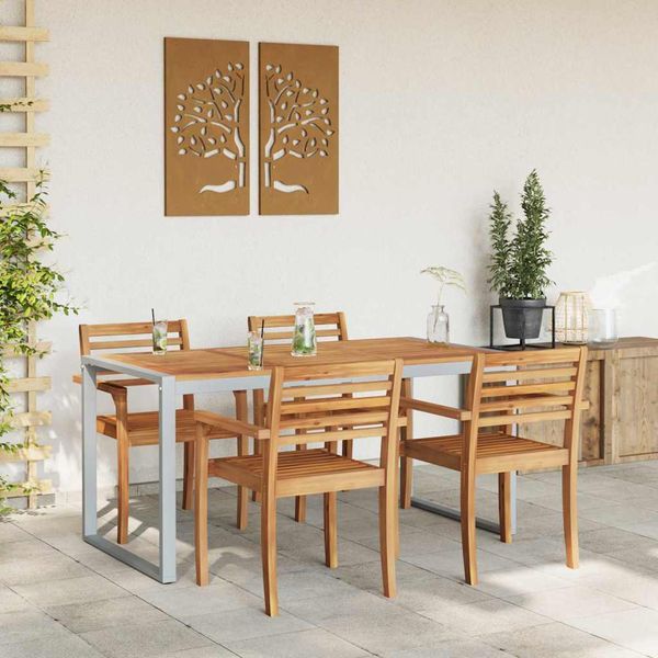 vidaXL Záhradný stôl Sivá 160 x 80 x 75 cm Pevné akáciové drevo