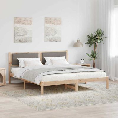 vidaXL Rám postele Sivohnedá 200 x 200 cm Masívne borovicové drevo