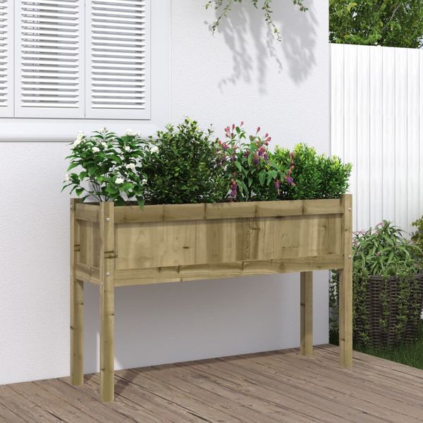 vidaXL Záhradný kvetináč s nohami 110x31x70 cm impregnovaná borovica