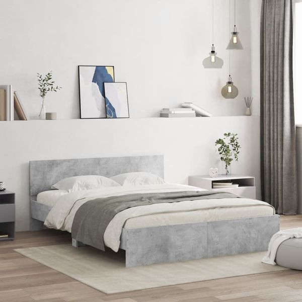 vidaXL Posteľný rám s čelom betónovo sivý 150x200 cm
