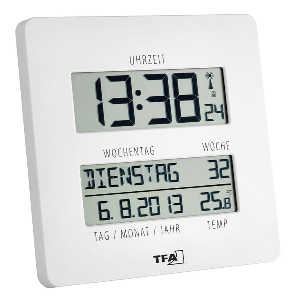 60.4509.02 TFA TimeLine rádiom riadené digitálne hodiny, biele