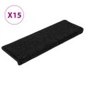 vidaXL Schodové rohože 15 ks 65x21x4 cm čierne s obdĺžnikovým okrajom