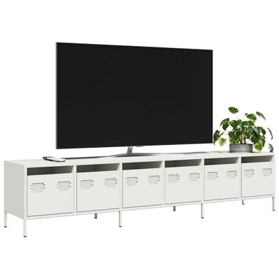 vidaXL TV skrinka biela 202x39x43,5 cm oceľ valcovaná za studena