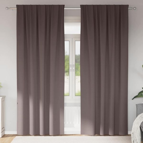 vidaXL Záclony na zatemnenie s krúžkami 2 pcs Tmavohnedá 245 x 140 cm