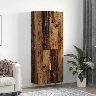 vidaXL Highboard Staré drevo 69,5 x 34 x 180 cm Kompozitné drevo