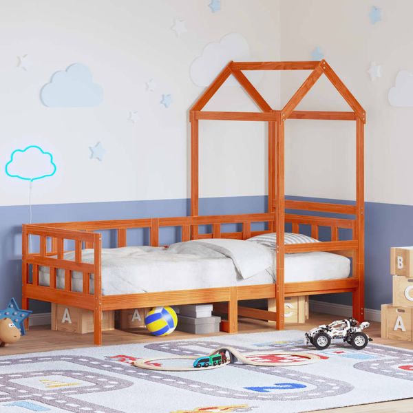 vidaXL Denná posteľ so strieškou voskovohnedá 80x200 cm masív.borovica