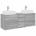 vidaXL Set kabinetov do kúpeľne 3 ks Sivý Sonoma 49,5 x 41 x 62,5 cm