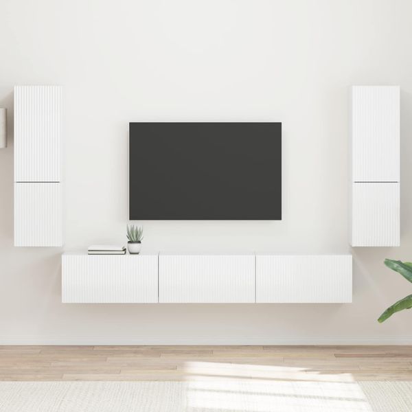 vidaXL Zostava TV skriniek 4 pcs Vysoký lesk bielej Kompozitné drevo