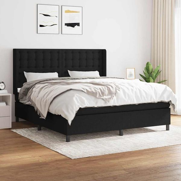 vidaXL Posteľný rám boxspring s matracom čierny 160x200 cm látka