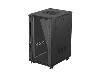 Lanberg inštalačný skriňový rozvadeč 19'' 22U 600X800 čierne sklenené dvere (ploché balenie)