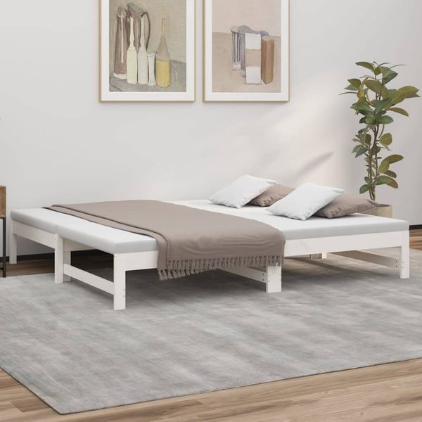 vidaXL Rozkladacia denná posteľ biela 2x(75x190) cm borovicový masív