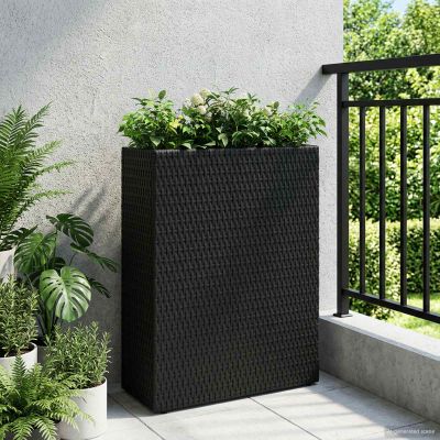 vidaXL Vysoký kvetináč Čierna 55 x 22 x 70 cm polyratan