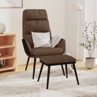 vidaXL Relaxačné kreslo s podnožkou hnedé látka a umelá koža
