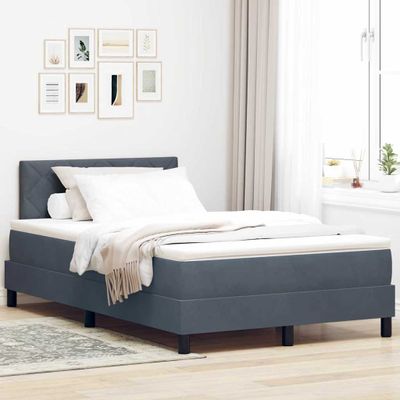 vidaXL Posteľ s pružinovým rámom Tmavo šedá 120 x 190 cm Zamat