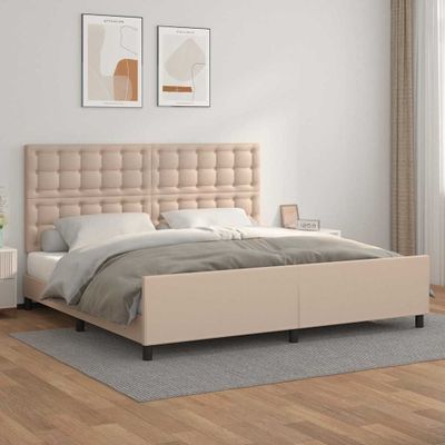 vidaXL Posteľný rám s čelom kapučínový 200x200 cm umelá koža
