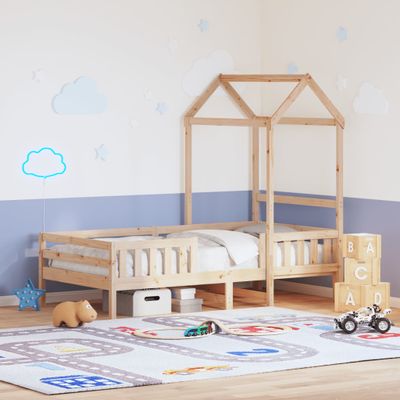 vidaXL Posteľný rám so strieškou 75x190 cm borovicový masív